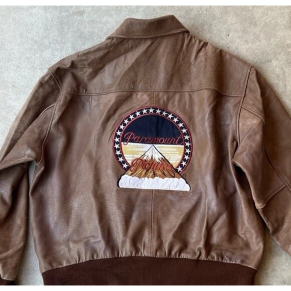 Vintage PARAMOUNT FILMS LEATHER JACKET BOMBER Men’s Size Large Made in USA - Picture 4 of 14